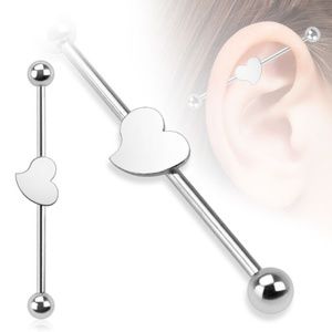 Simple Heart Surgical Steel Industrial Barbell